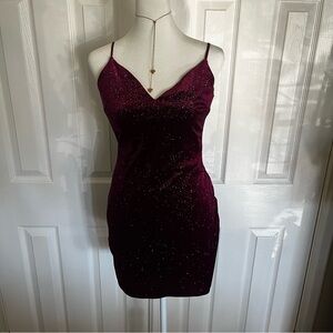 B Darlin Sparkling Wine Red Velvet Mini Holiday Christmans Dress Y2K Babydoll M